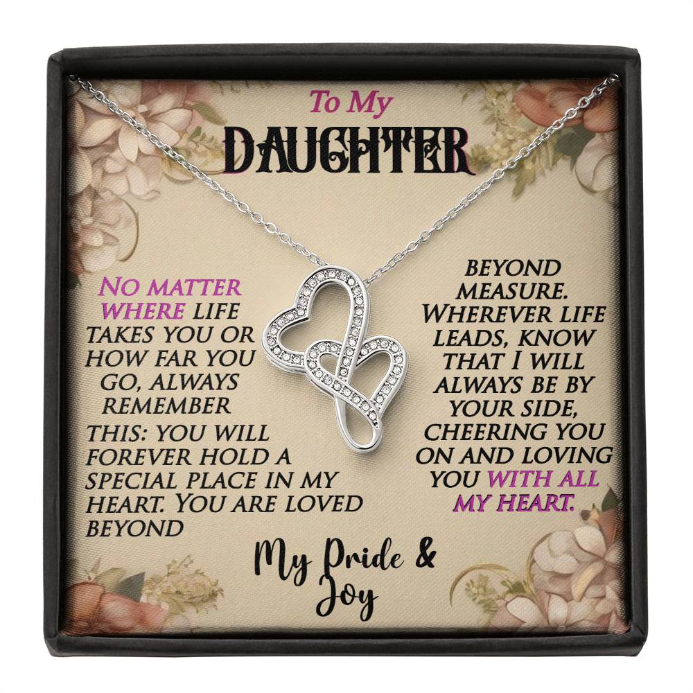 To My Daughter - Heart-to-Heart Pendant Necklace