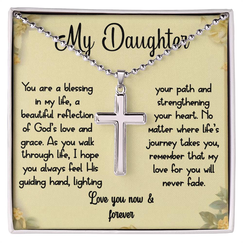 To My Daughter - Guiding Hand - Cross Ball Necklace