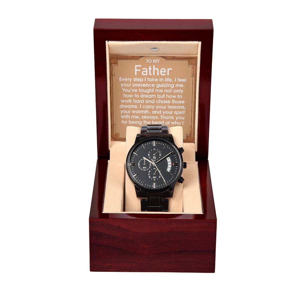 To My Father - My Influence - Black Chronograph Watch