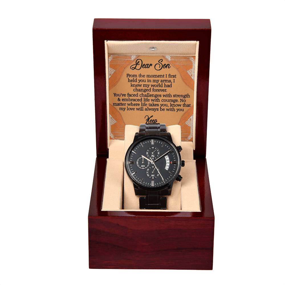 To My Son - Elevation - Black Chronograph Watch