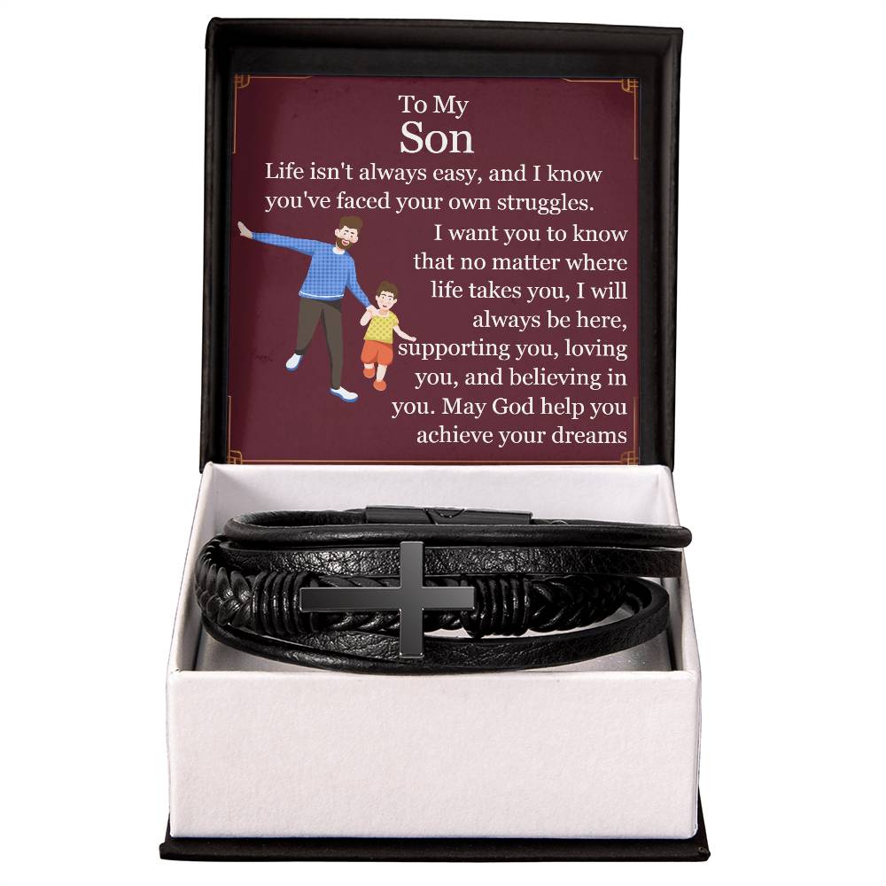 To My Son - Resilient - Men's Cross Bracelet