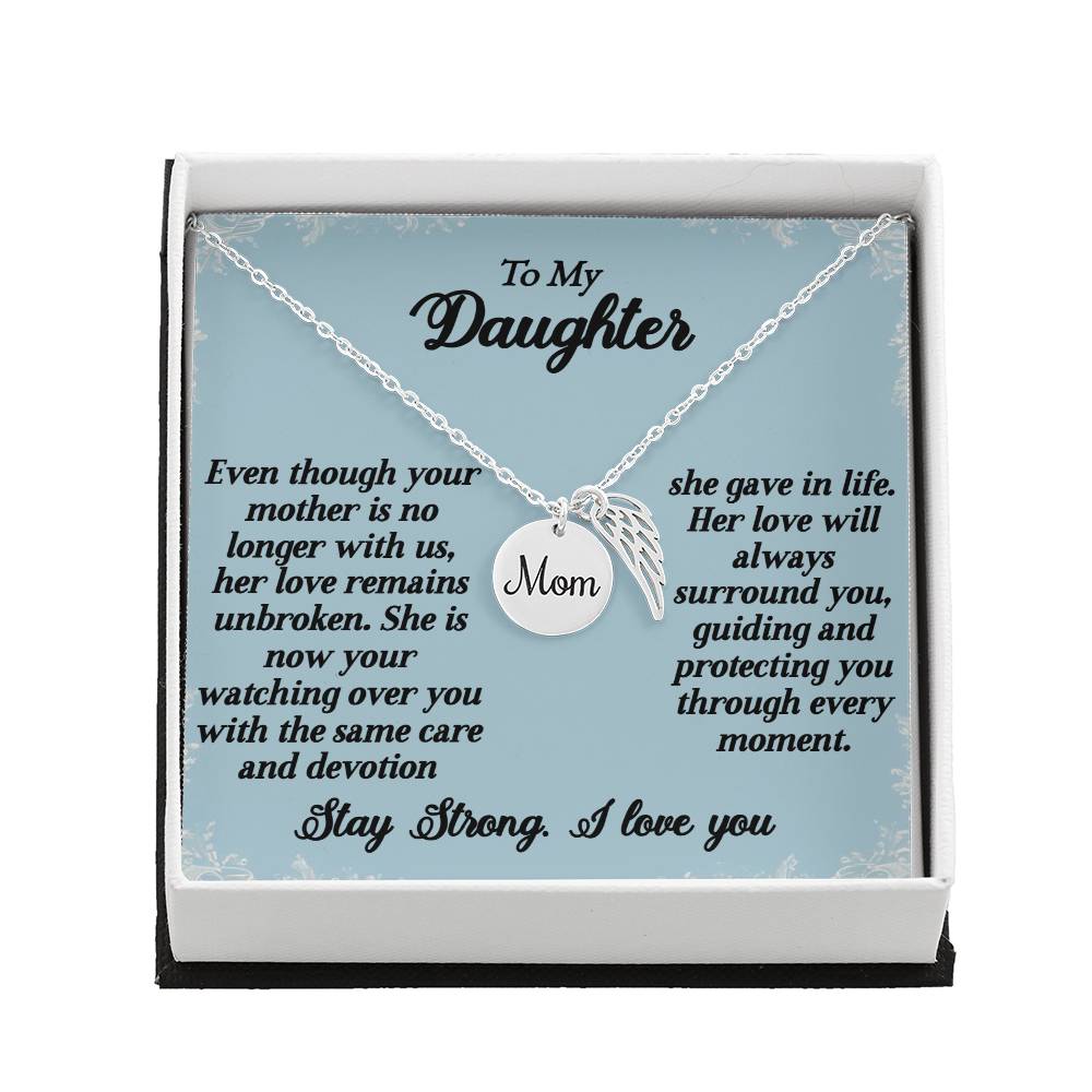 To My Daughter - Guardian Angel - Mom Memorial Necklace